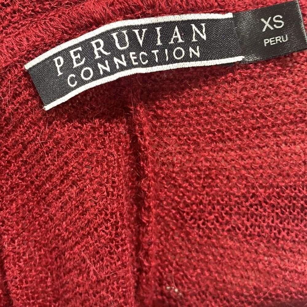 Peruvian Connection Maroon Open Front Cardigan Xs - image 7